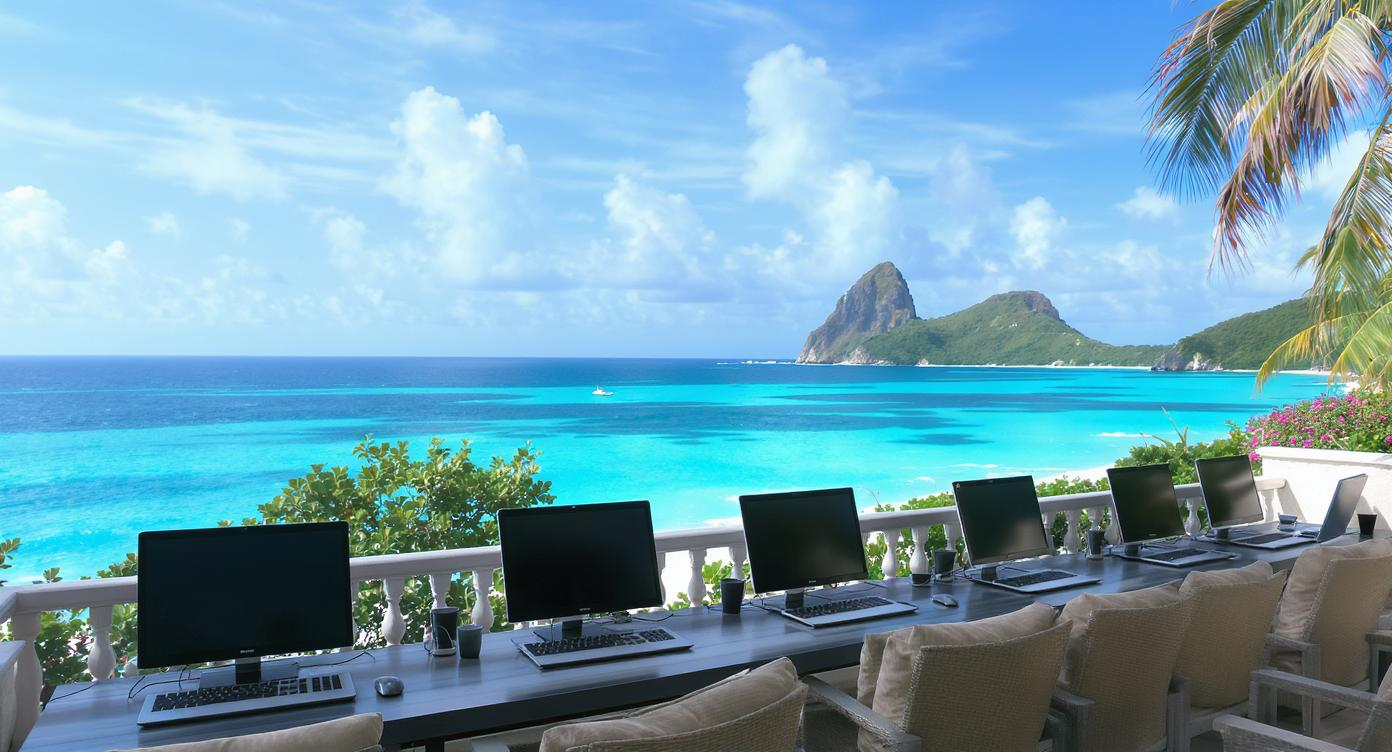 Vue moderne d'un espace de travail technologique