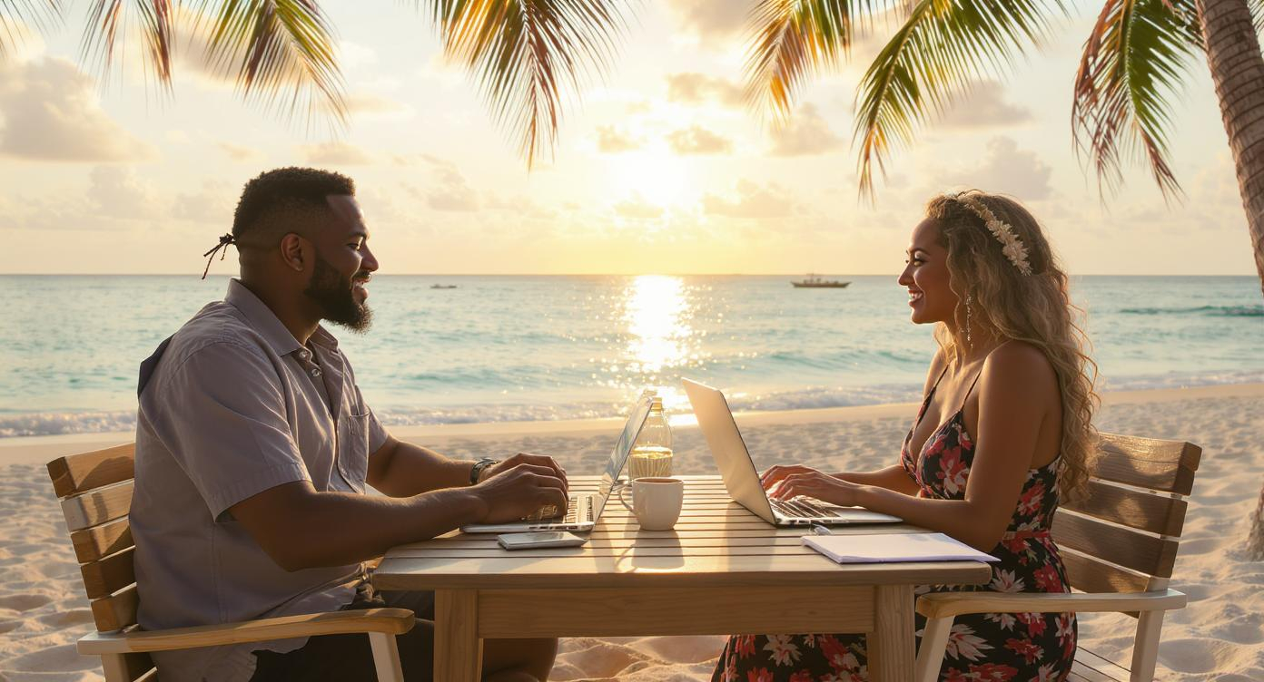 Personne travaillant sur ordinateur avec interface moderne